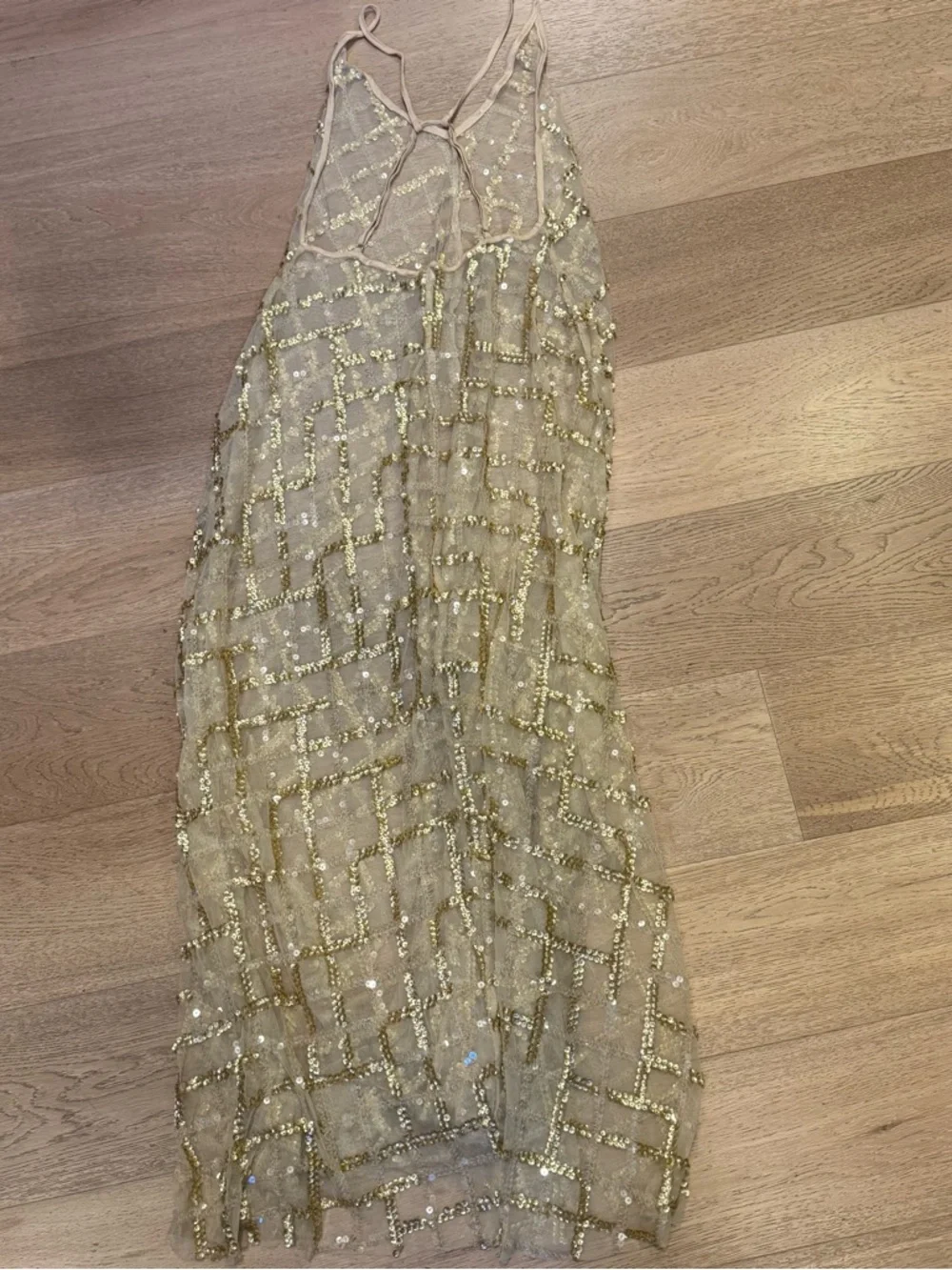 Free People Gold Sequin Sheer Slip Dress - Picture 4 of 5